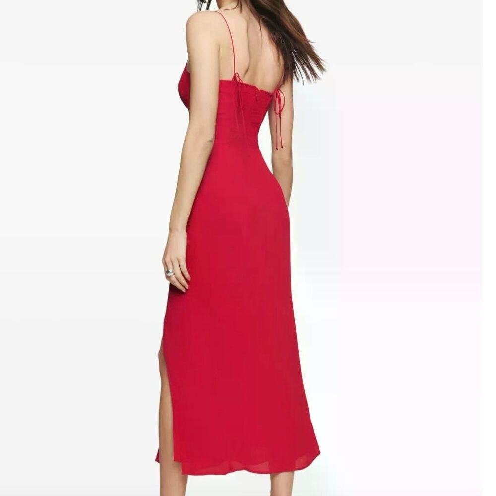 CUPSHE Red Crepe Sleeveless Sweetheart Neck Bodice Midi Dress Size XL NWT